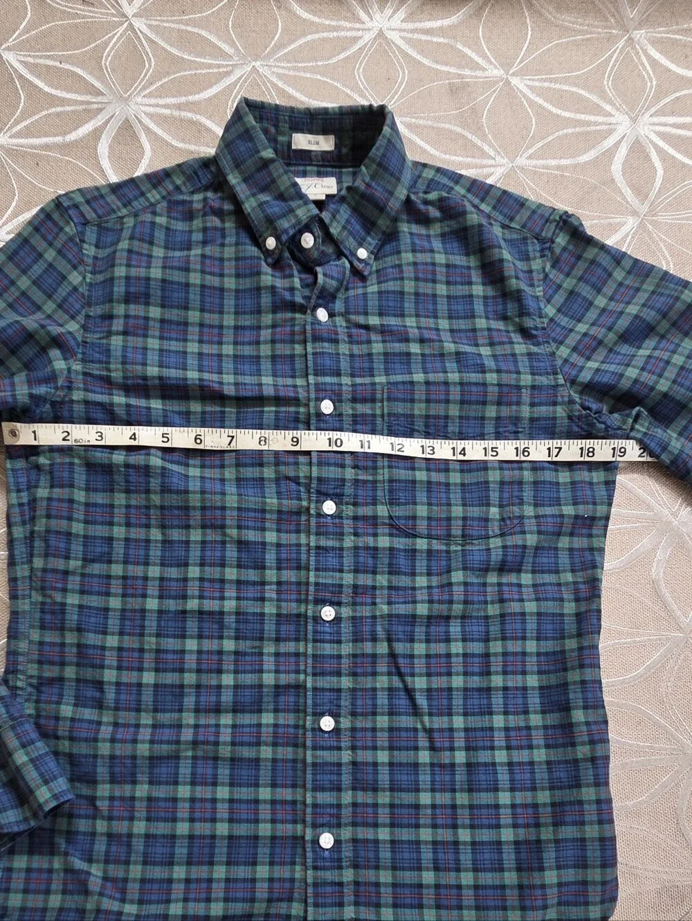 J, Crew, Cotton Oxford Green Blue Plaid, Long Sleeved Shirt!